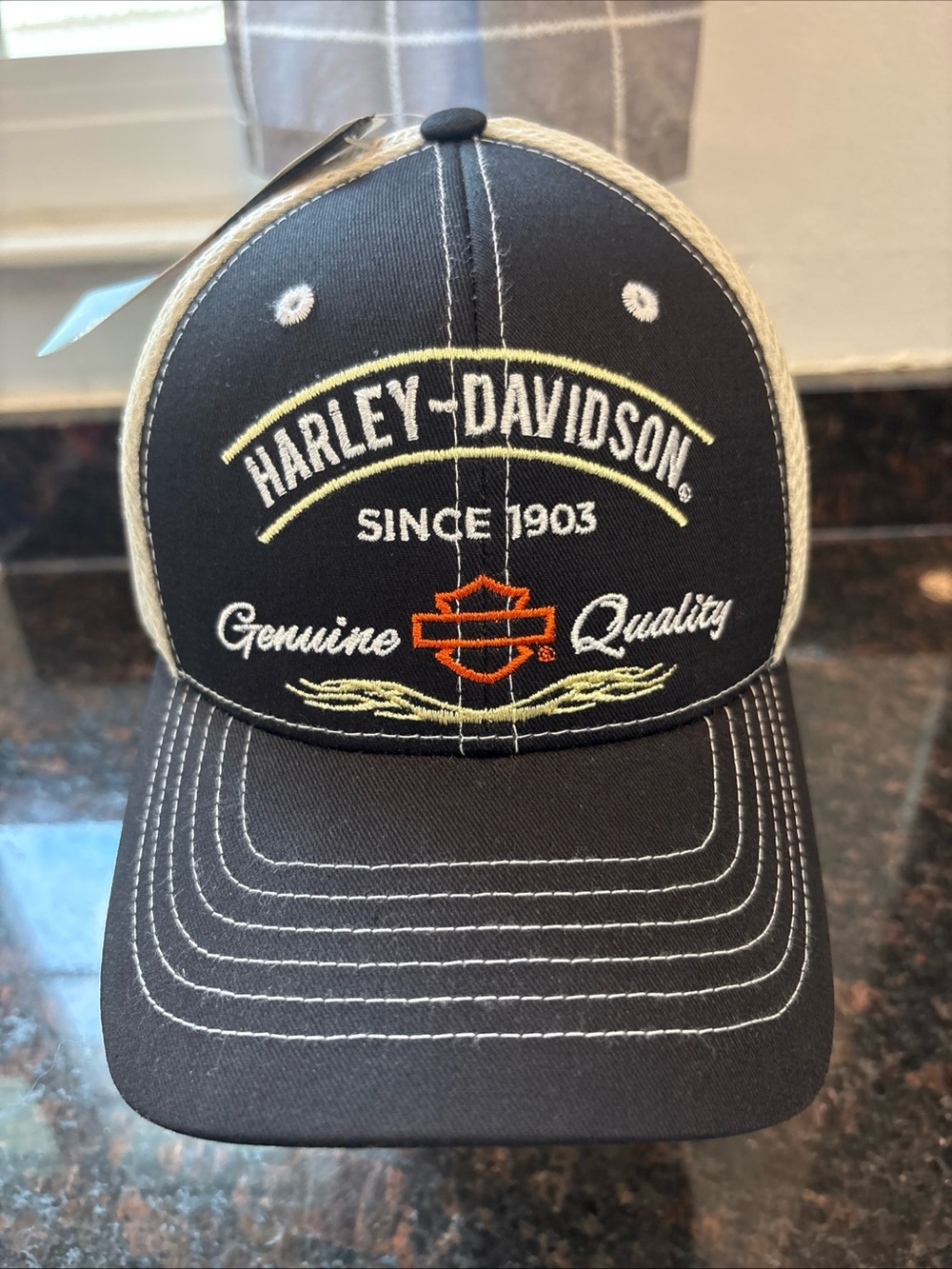 Harley-Davidson Black and Tan Embroidered Logo Cap